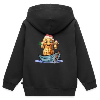 Erdnuss Seefahrer Nikolaus Weihnachtsmann Ahoi - Kinder Premium Organic Zip Hoodie - Schwarz - Hinten - AI Model Kid Male (0cm)