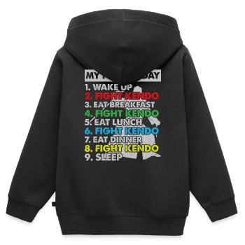 Kendo Wrestler Kendo Fighter - Plan de jour de Kendo - Sweat Premium à capuche zippé enfant bio - noir - Dos - AI Model Kid Male (0cm)