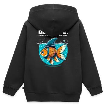 Courage Courage Poisson rouge Requin Motivation Soyez fort - Sweat Premium à capuche zippé enfant bio - noir - Dos - AI Model Kid Male (0cm)