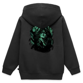 Nature Forêt Chaman Chaman Amoureux de la nature - Sweat Premium à capuche zippé enfant bio - noir - Dos - AI Model Kid Male (0cm)