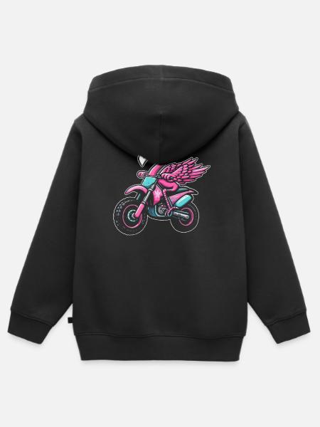 Flamingo skittsykkel Flamingo motocross Flamingo - Hettegenser Premium med glidelås barn økologisk - svart
