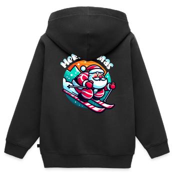 Weihnachtsmann Weihnachten Skifahren Winter Schnee - Kinder Premium Organic Zip Hoodie - Schwarz - Hinten - AI Model Kid Male (0cm)