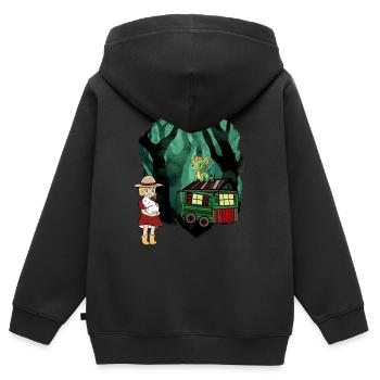 Conte de fées Conte de fées Personnage Dragon Forêt Aventure - Sweat Premium à capuche zippé enfant bio - noir - Dos - AI Model Kid Male (0cm)