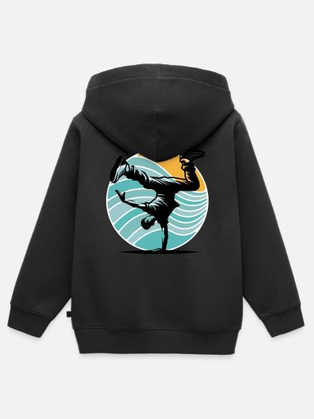 Breakdance - Kinder Premium Organic Zip Hoodie - Schwarz
