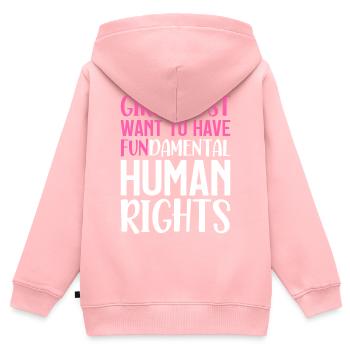 Féministes libérales Filles Humain fondamental - Sweat Premium à capuche zippé enfant bio - rose - Dos - AI Model Kid Female (0cm)