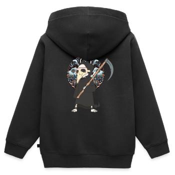 Mittelalter Sensenmann Halloween Tod - Kinder Premium Organic Zip Hoodie - Schwarz - Hinten - AI Model Kid Male (0cm)