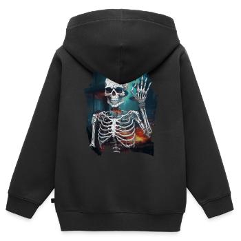 Halloween Geist Geister Naturliebhaber - Kinder Premium Organic Zip Hoodie - Schwarz - Hinten - AI Model Kid Male (0cm)