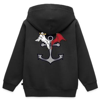Anker Seefahrt himmlisch teuflisch maritim - Kinder Premium Organic Zip Hoodie - Schwarz - Hinten - AI Model Kid Male (0cm)