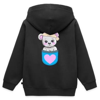 Teddybär Wichtel Zwerg Kinder Kind Bär Stofftier - Kinder Premium Organic Zip Hoodie - Schwarz - Hinten - AI Model Kid Male (0cm)