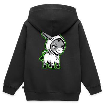 Esel Urban Animal Style Tierliebhaber - Kinder Premium Organic Zip Hoodie - Schwarz - Hinten - AI Model Kid Male (0cm)