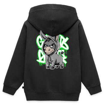 Esel Urban Animal Style Tierliebhaber - Kinder Premium Organic Zip Hoodie - Schwarz - Hinten - AI Model Kid Male (0cm)