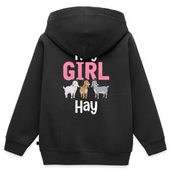 Heumädchen Heu Ziegenmädchen Liebe Ziegen Landwirt - Kinder Premium Organic Zip Hoodie - Schwarz - Hinten - AI Model Kid Male (0cm)