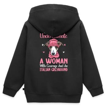 Frau Courage Italienischer Windhund Hundeliebhaber - Kinder Premium Organic Zip Hoodie - Schwarz - Hinten - AI Model Kid Male (0cm)