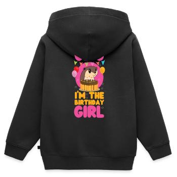 Loutre Anniversaire Fille Omg Je suis Le - Sweat Premium à capuche zippé enfant bio - noir - Dos - AI Model Kid Male (0cm)