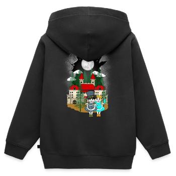 Enfants Enfant Conte de fées Conte de fées Personnage Chat Chats - Sweat Premium à capuche zippé enfant bio - noir - Dos - AI Model Kid Male (0cm)