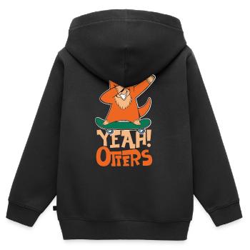 Otter Yeah! Otters - Sweat Premium à capuche zippé enfant bio - noir - Dos - AI Model Kid Male (0cm)