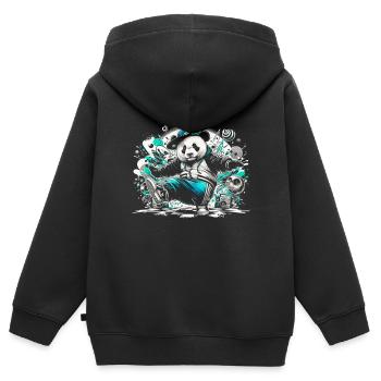 Breakdancing Breakdance Panda - Sweat Premium à capuche zippé enfant bio - noir - Dos - AI Model Kid Male (0cm)