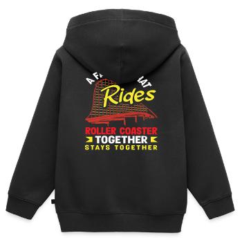Montagnes russes, famille, tour fort ensemble - Sweat Premium à capuche zippé enfant bio - noir - Dos - AI Model Kid Male (0cm)