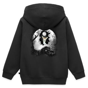 spirituel, ange, protecteur, ange gardien, lune - Sweat Premium à capuche zippé enfant bio - noir - Dos - AI Model Kid Male (0cm)