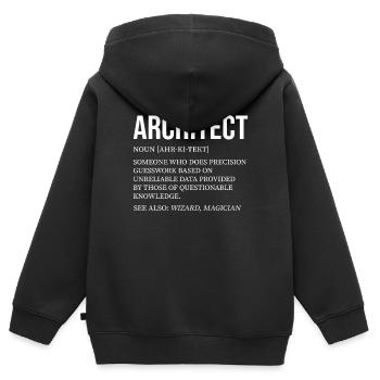 Architect: Precise guesses, unreliable - Kids Premium Organic Zip-up Hoodie - black - Back - AI Model Kid Male (0cm)