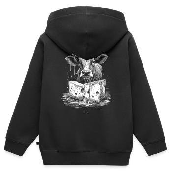 Genuss Raclette-Shirt mit ländlichem Charme - Kinder Premium Organic Zip Hoodie - Schwarz - Hinten - AI Model Kid Male (0cm)
