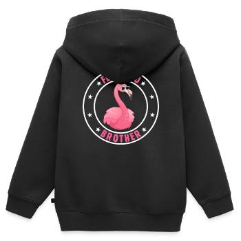 Flamingo Frère Flamingo Frère Flamingo Oiseau - Sweat Premium à capuche zippé enfant bio - noir - Dos - AI Model Kid Male (0cm)