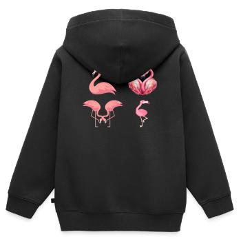 Flamingo LOVE Flamingo Lover - Sweat Premium à capuche zippé enfant bio - noir - Dos - AI Model Kid Male (0cm)