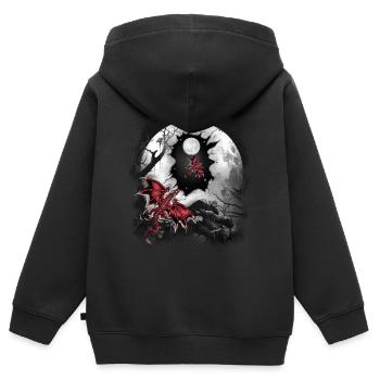 Dragon Dragon Créature mythique Fable Conte de fées - Sweat Premium à capuche zippé enfant bio - noir - Dos - AI Model Kid Male (0cm)
