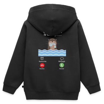 Otter Phone Display Otter Is - Kinder Premium Organic Zip Hoodie - Schwarz - Hinten - AI Model Kid Male (0cm)