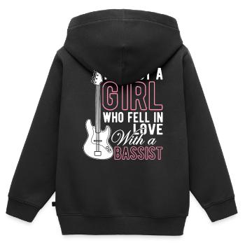 Mädchen in Liebe mit Bassist Bassist Mädchen - Kinder Premium Organic Zip Hoodie - Schwarz - Hinten - AI Model Kid Male (0cm)
