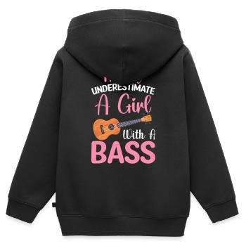 Ein Mädchen mit einem Bassisten Bassist - Kinder Premium Organic Zip Hoodie - Schwarz - Hinten - AI Model Kid Male (0cm)