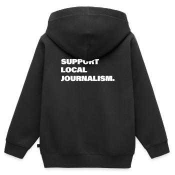 Unterstütze Lokalen Journalismus - Kinder Premium Organic Zip Hoodie - Schwarz - Hinten - AI Model Kid Male (0cm)