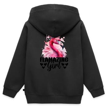 Flamazing Girl Flamingo Girl - Kinder Premium Organic Zip Hoodie - Schwarz - Hinten - AI Model Kid Male (0cm)