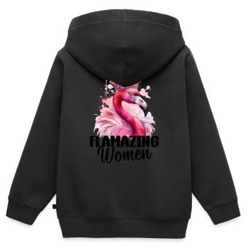 Flamazing Women Flamingo Girl - Kinder Premium Organic Zip Hoodie - Schwarz - Hinten - AI Model Kid Male (0cm)