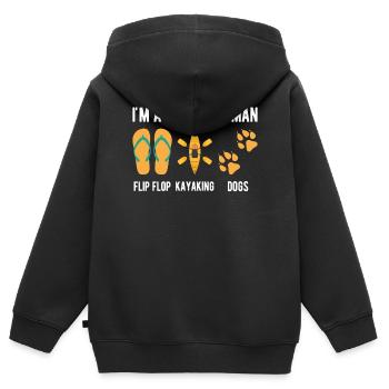Femme Flip Flop Kayak Chien Kayak Femmes Rafting - Sweat Premium à capuche zippé enfant bio - noir - Dos - AI Model Kid Male (0cm)