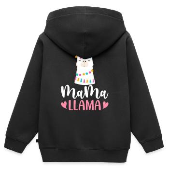 Mama Llama Llama Alpaca Mama - Kids Premium Organic Zip-up Hoodie - black - Back - AI Model Kid Male (0cm)