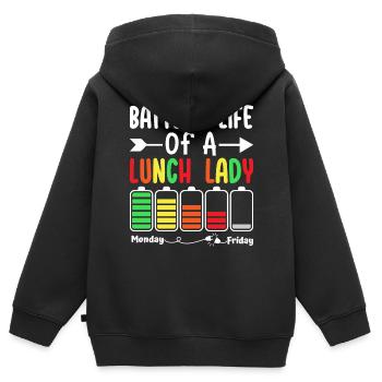 Autonomie de la batterie d’un employé dans le - Sweat Premium à capuche zippé enfant bio - noir - Dos - AI Model Kid Male (0cm)