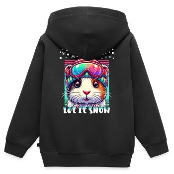 Meerschweinchen Skifahren Skiurlaub Winter Süß - Kinder Premium Organic Zip Hoodie - Schwarz - Hinten - AI Model Kid Male (0cm)