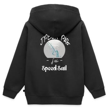 j'peux pas 'jai speed sail - Sweat Premium à capuche zippé enfant bio - noir - Dos - AI Model Kid Male (0cm)