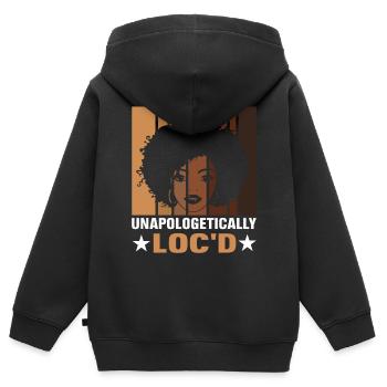 Unapologetically Loc'd Melanin Brown Skin Schwarze - Kinder Premium Organic Zip Hoodie - Schwarz - Hinten - AI Model Kid Male (0cm)