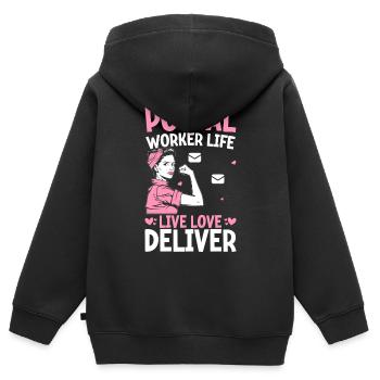 Postal workers deliver postal workers - Kids Premium Organic Zip-up Hoodie - black - Back - AI Model Kid Male (0cm)