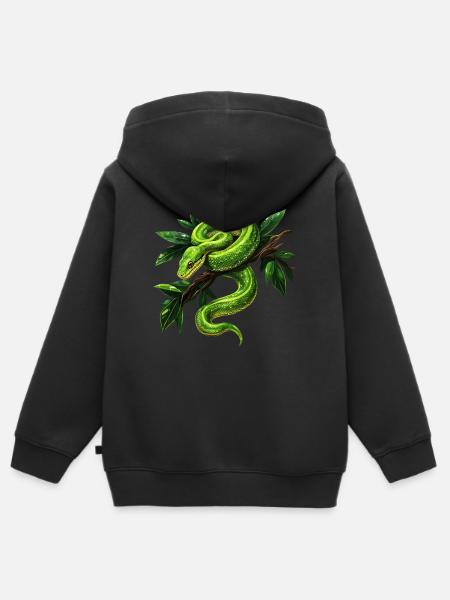 Grüner Baumpython Schlangen Liebhaber Terrarium - Kinder Premium Organic Zip Hoodie - Schwarz