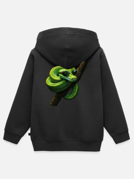 Grüner Baumpython Schlangen Liebhaber Terrarium - Kinder Premium Organic Zip Hoodie - Schwarz