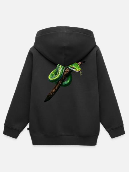 Grüner Baumpython Schlangen Liebhaber Terrarium - Kinder Premium Organic Zip Hoodie - Schwarz