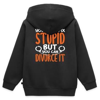 Vous ne pouvez pas guérir la stupidité, mais vous ne pouvez pas - Sweat Premium à capuche zippé enfant bio - noir - Dos - AI Model Kid Male (0cm)