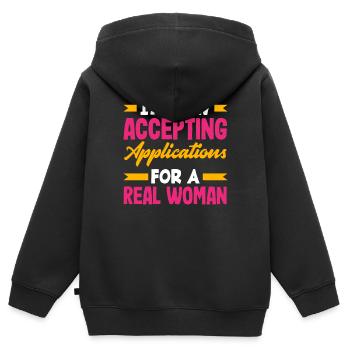 Acceptance of Applications Real Woman Divorce - Kids Premium Organic Zip-up Hoodie - black - Back - AI Model Kid Male (0cm)