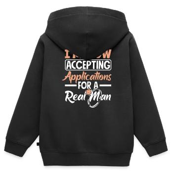 Acceptation des demandes Homme réel Divorce - Sweat Premium à capuche zippé enfant bio - noir - Dos - AI Model Kid Male (0cm)