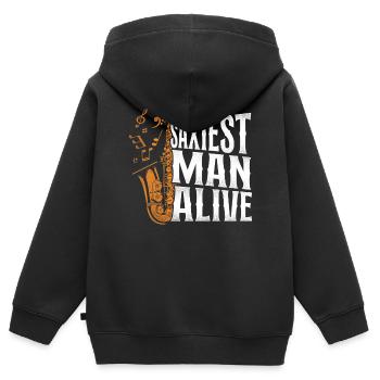 Saxophone Pun Saxiest Man Alive - Kinder Premium Organic Zip Hoodie - Schwarz - Hinten - AI Model Kid Male (0cm)