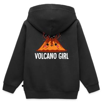 Vulkan Mädchen Vulkane Vulkanliebhaber Geologie - Kinder Premium Organic Zip Hoodie - Schwarz - Hinten - AI Model Kid Male (0cm)