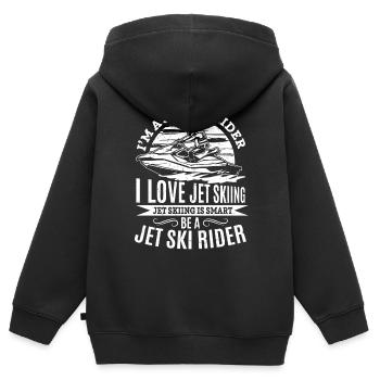 J’adore le jet ski Le jet ski est malin Soyez un jet ski - Sweat Premium à capuche zippé enfant bio - noir - Dos - AI Model Kid Male (0cm)
